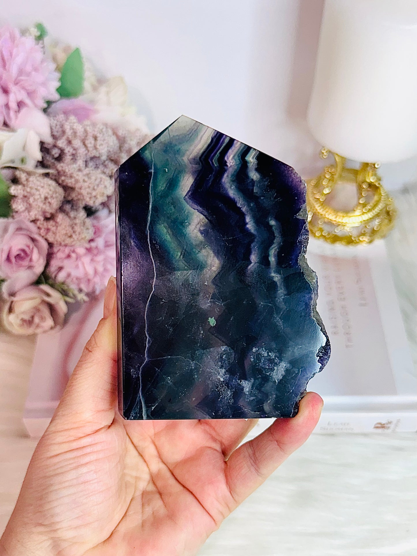 Rainbow Fluorite Slab | Tower 11cm