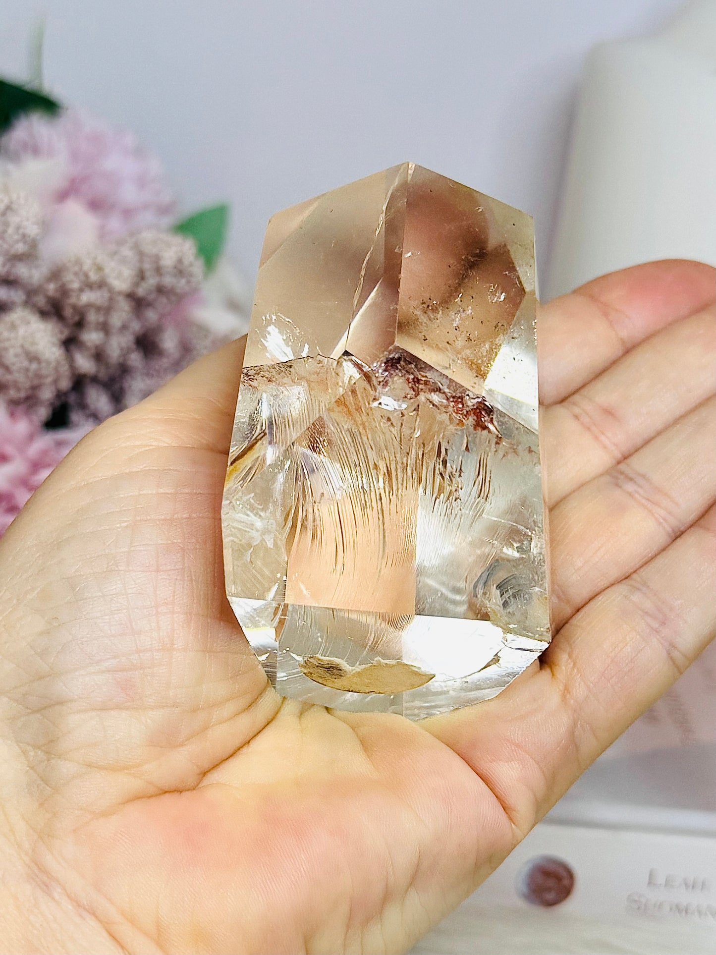 High Grade Clear Quartz Chunky Tower with Garden Quartz Inclusions 8cm 258g