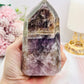 Sacred Rare Stone ~ Divine Super Seven Carved Tower From Brazil with Rainbows 11.5cm 431grams