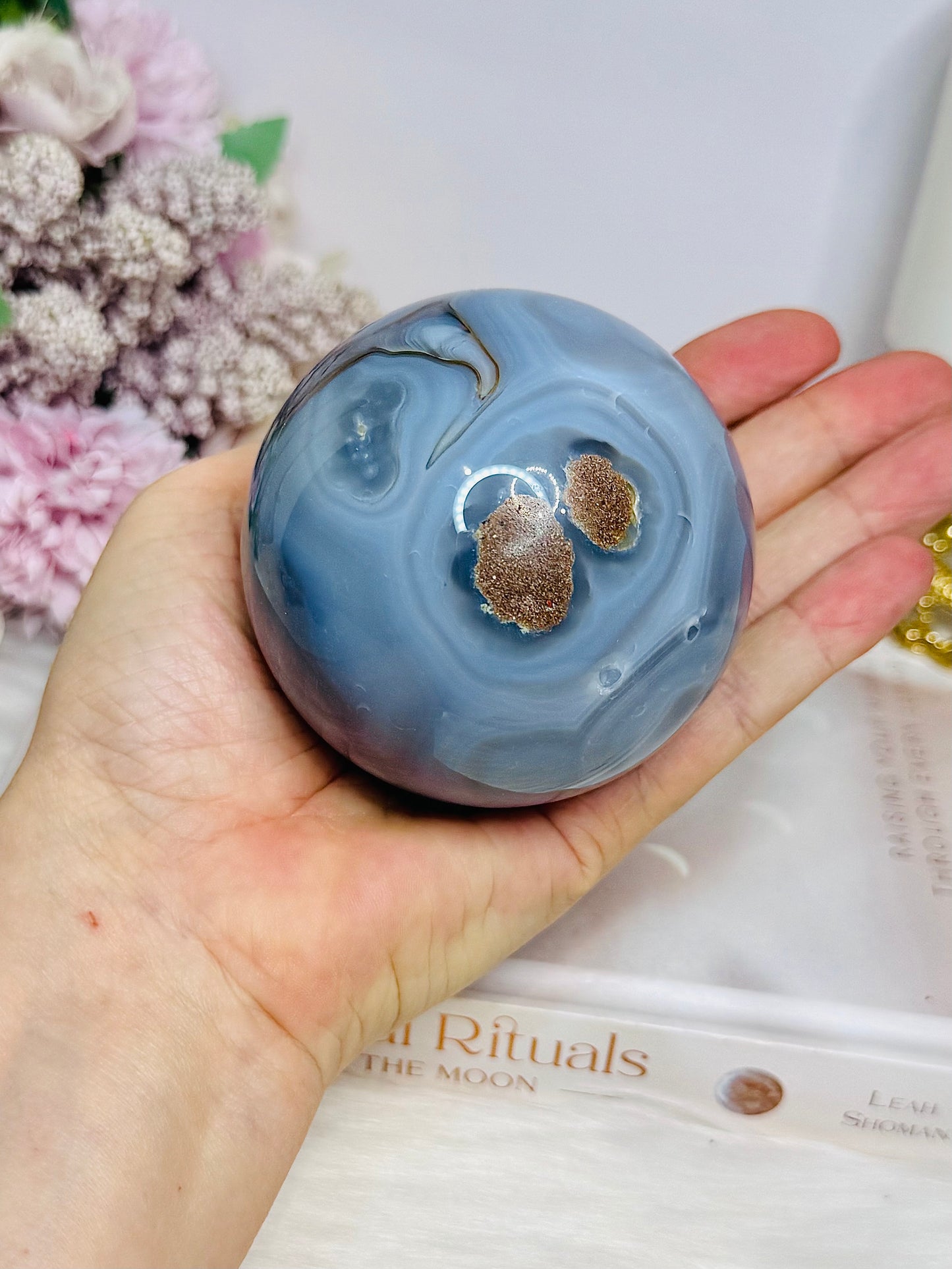 Volcano | Football Agate Sphere On Stand 546g