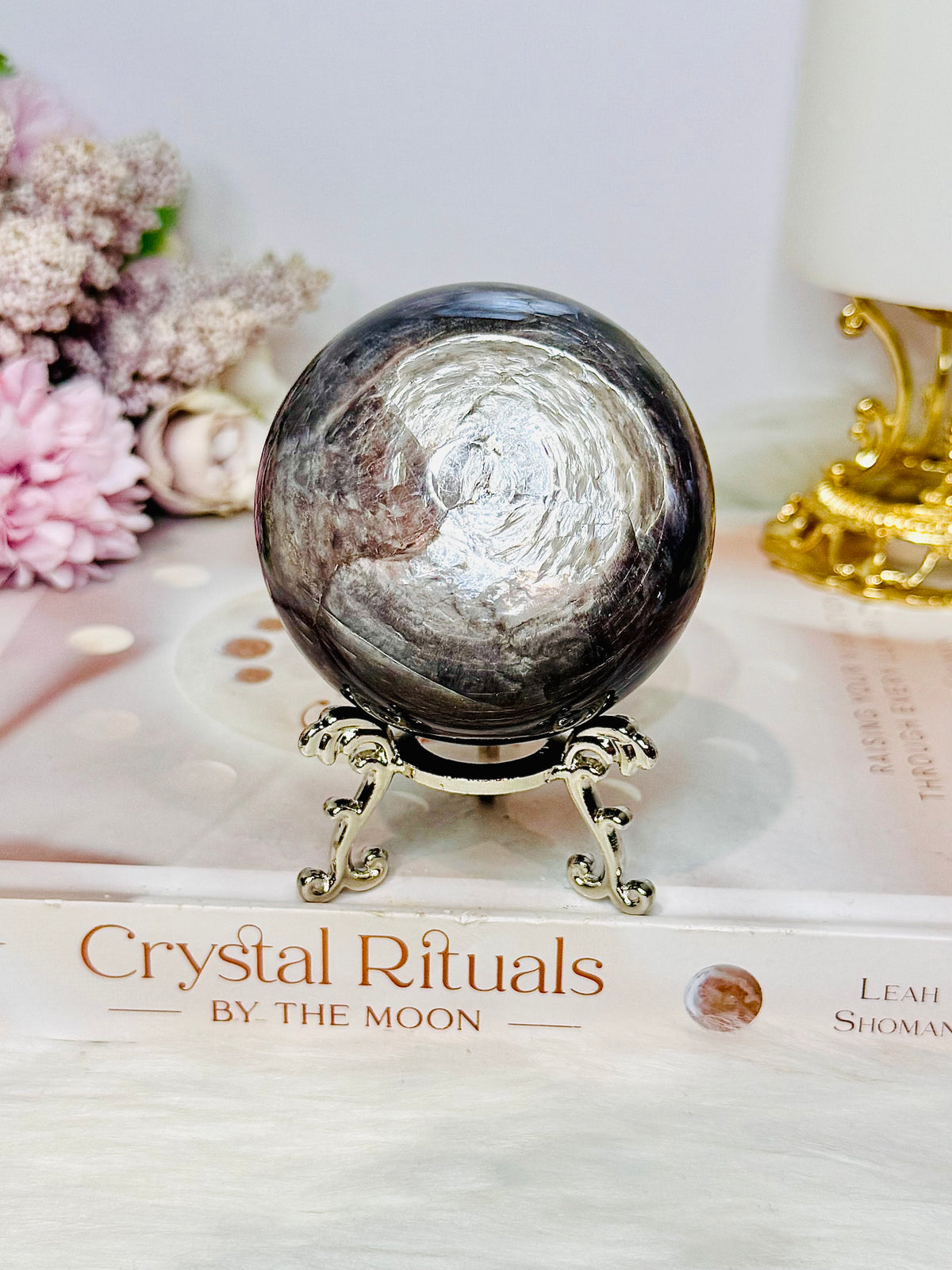 Large Purple Mica Flashy Sphere On Stand 393g