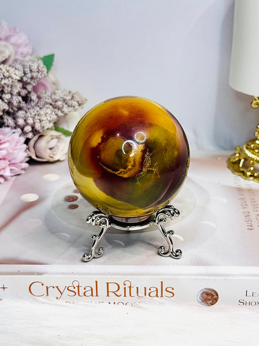 Large Mookaite Jasper Sphere on Stand 371g