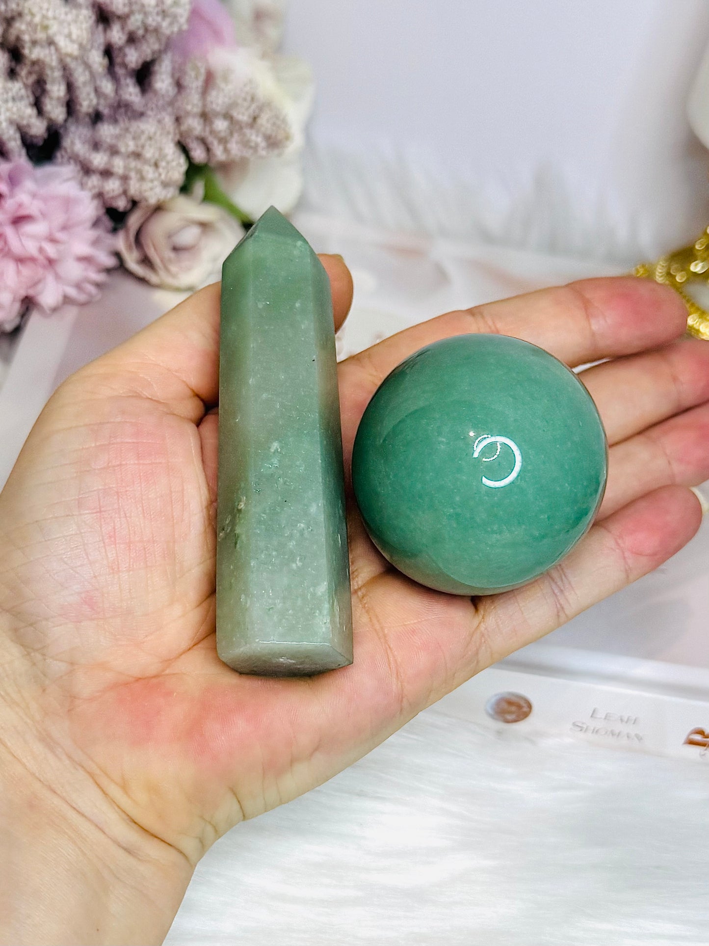 Green Aventurine Tower 9cm & Sphere 160g