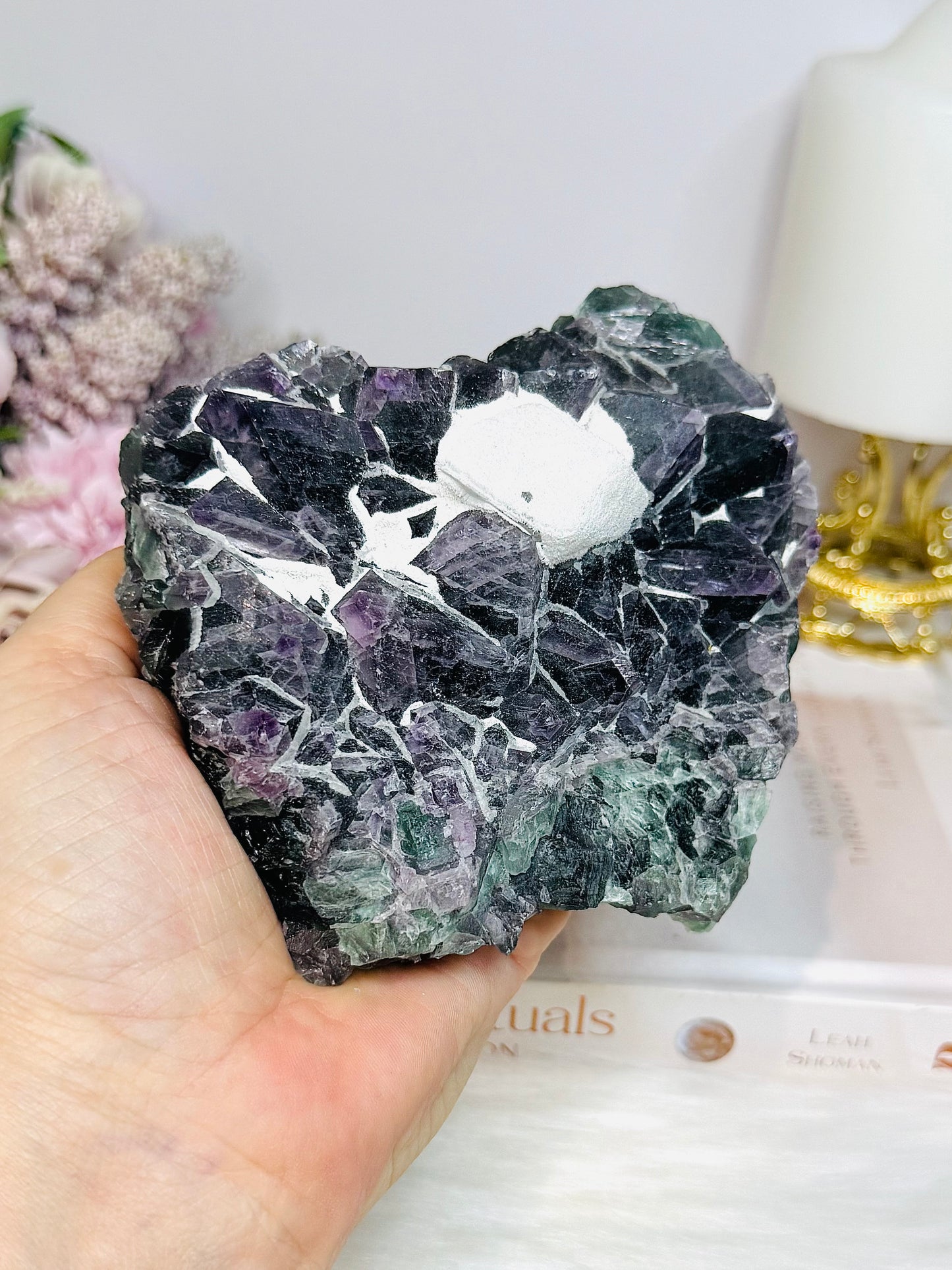 Fluorite Chunky Specimen with Matrix on Stand 711g