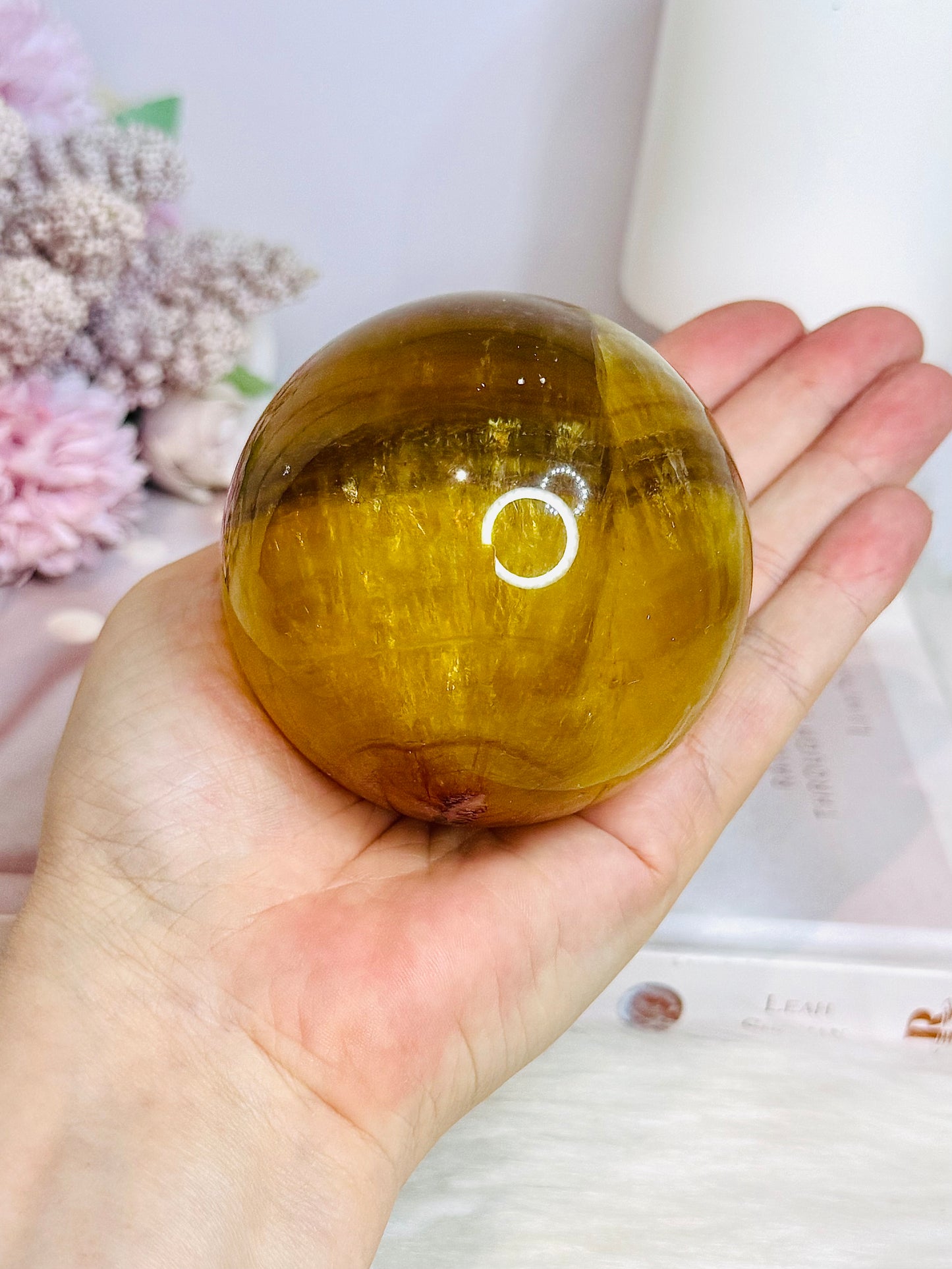 Large Yellow Fluorite Sphere on Stand 635g