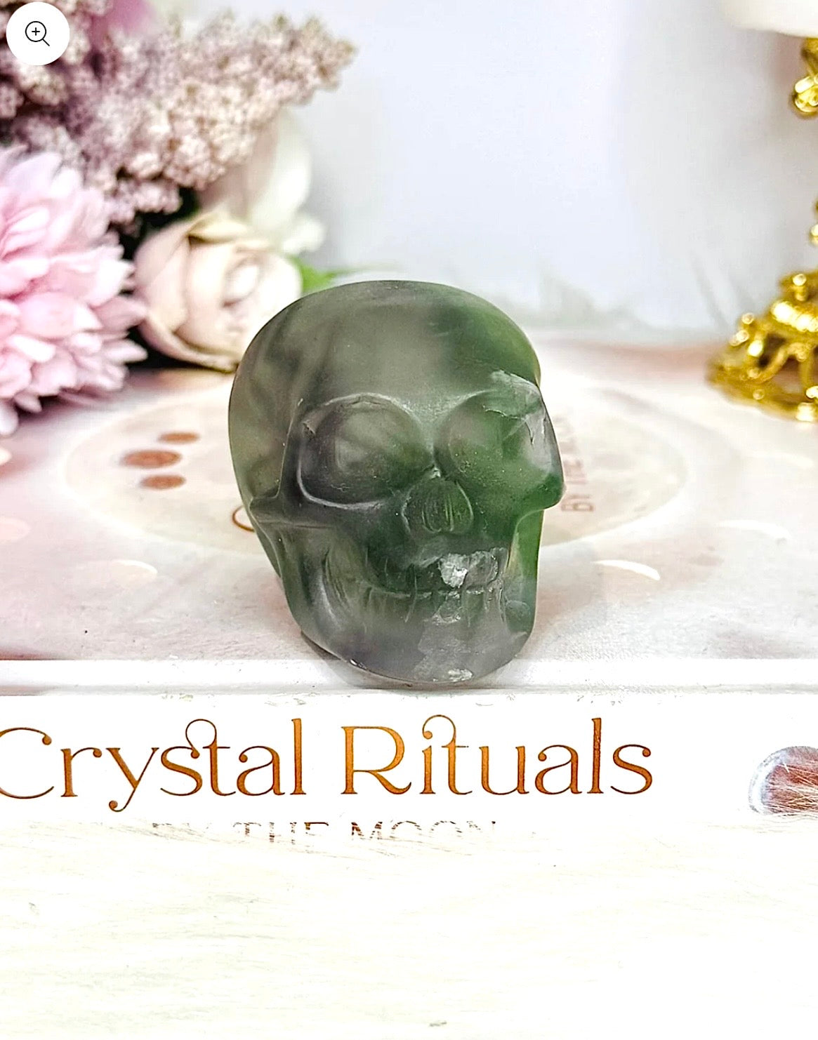Purple & Green Fluorite Skull (photo taken under light)