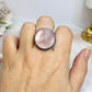 Large Silver Rose Quartz Round Ring Size 9