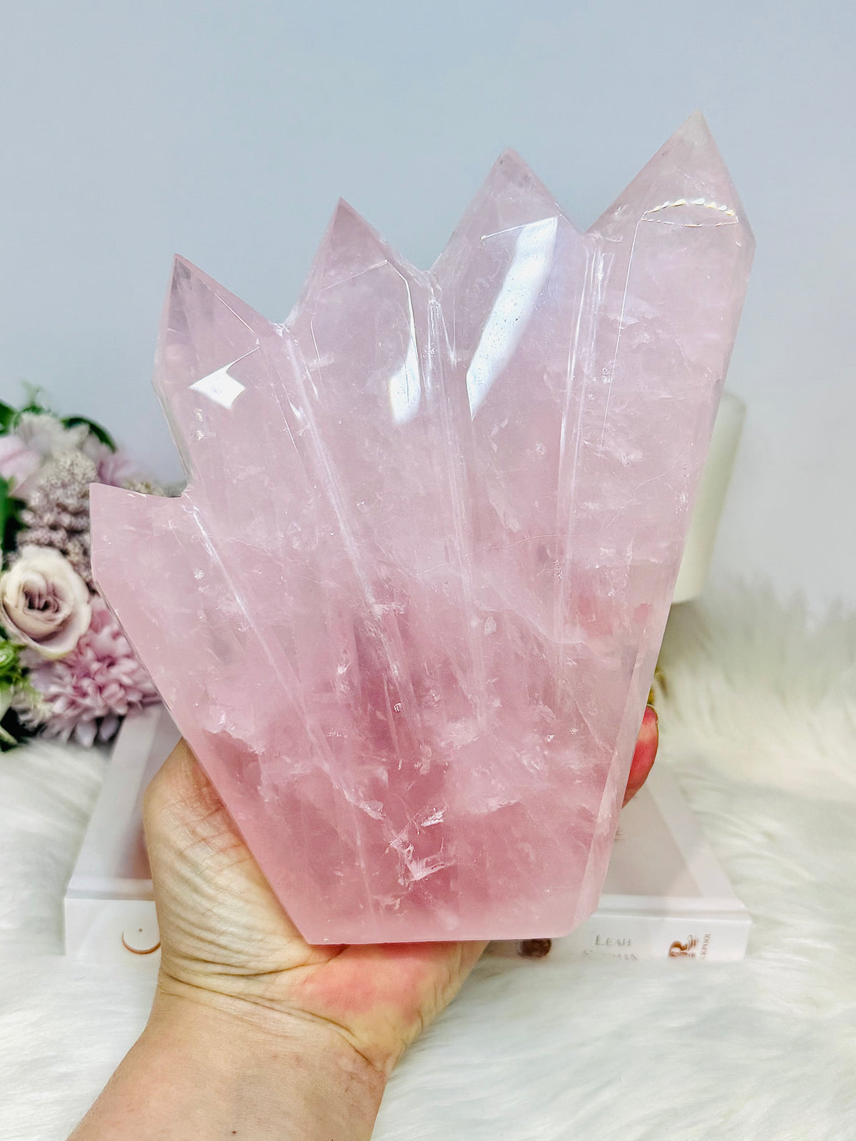 Statement Piece ~ Large Rose Quartz 5 Point Tower 19cm 1.16KG