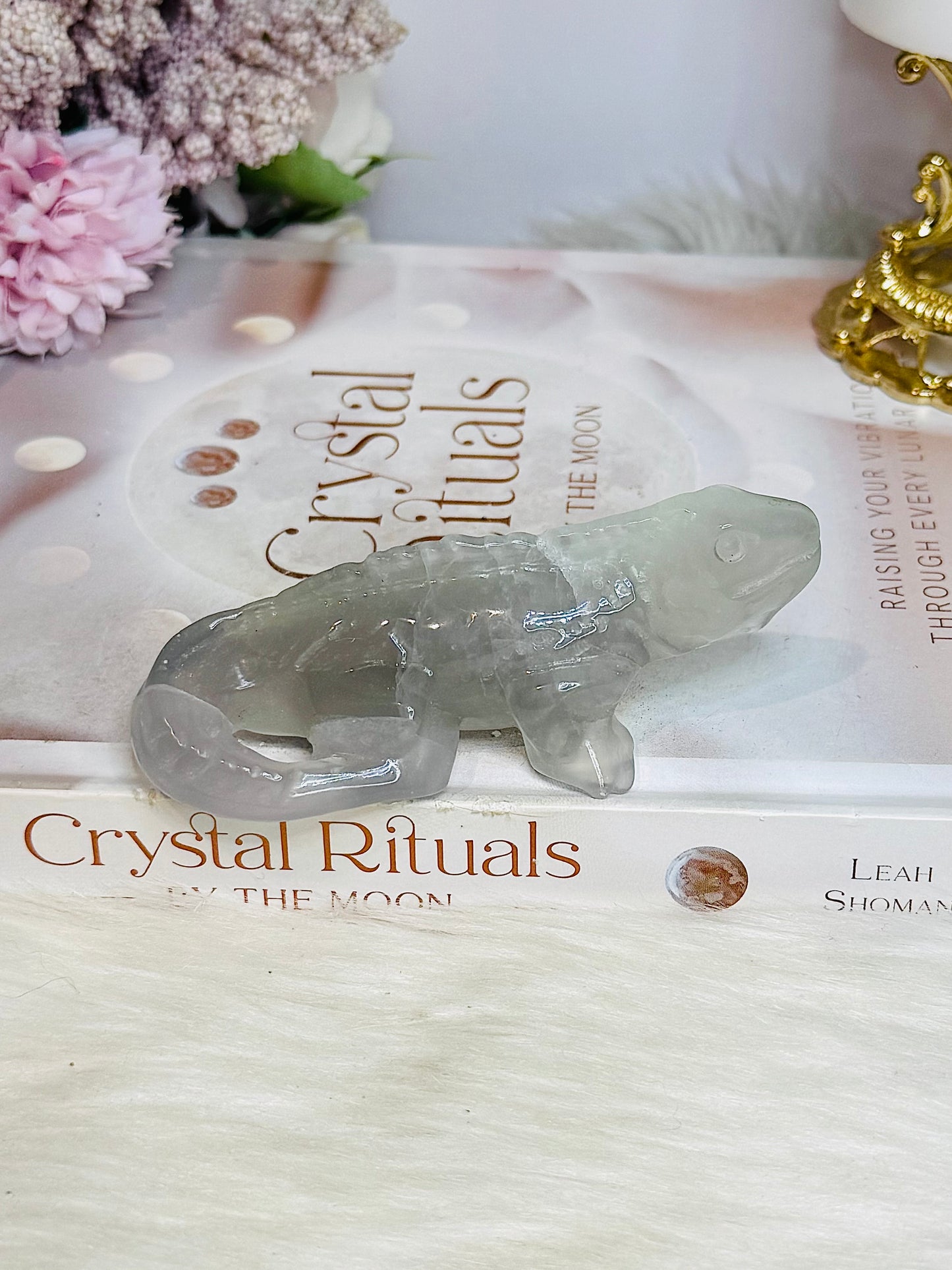 Fluorite Carved Lizard 10cm