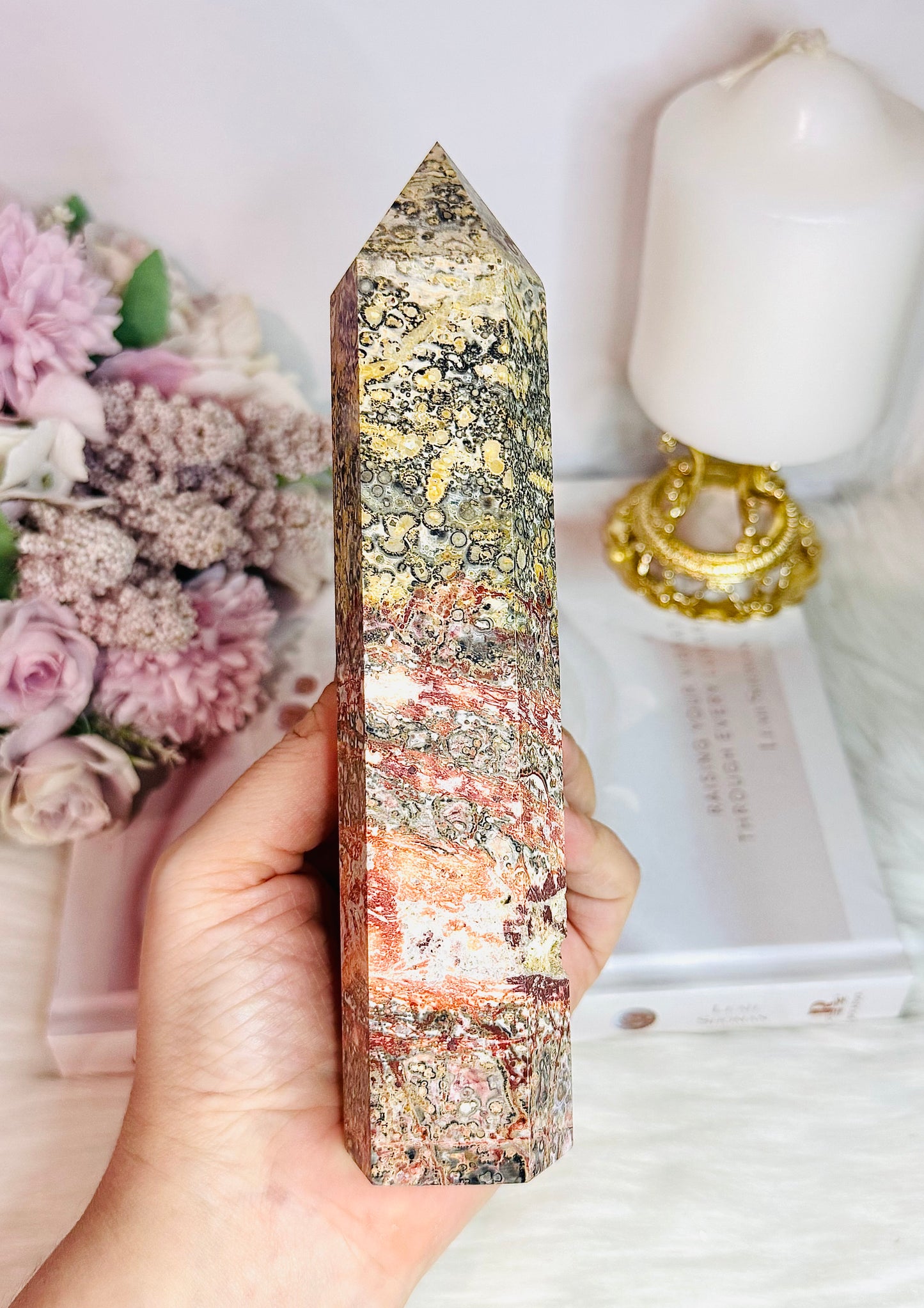 Large Leopardskin Jasper Chunky Tower 18.5cm