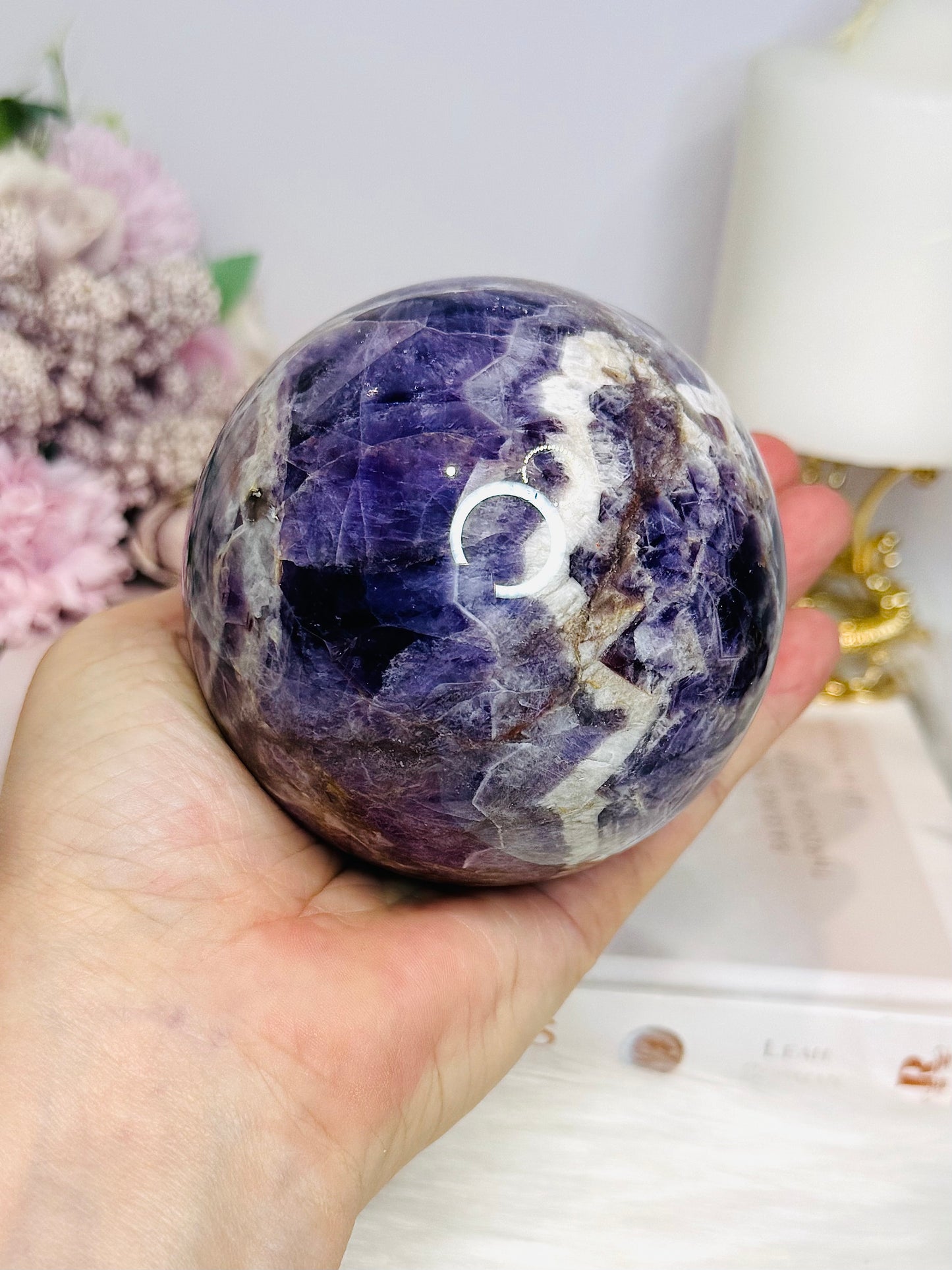 Large Chevron | Dream Amethyst Sphere on Stand 830g