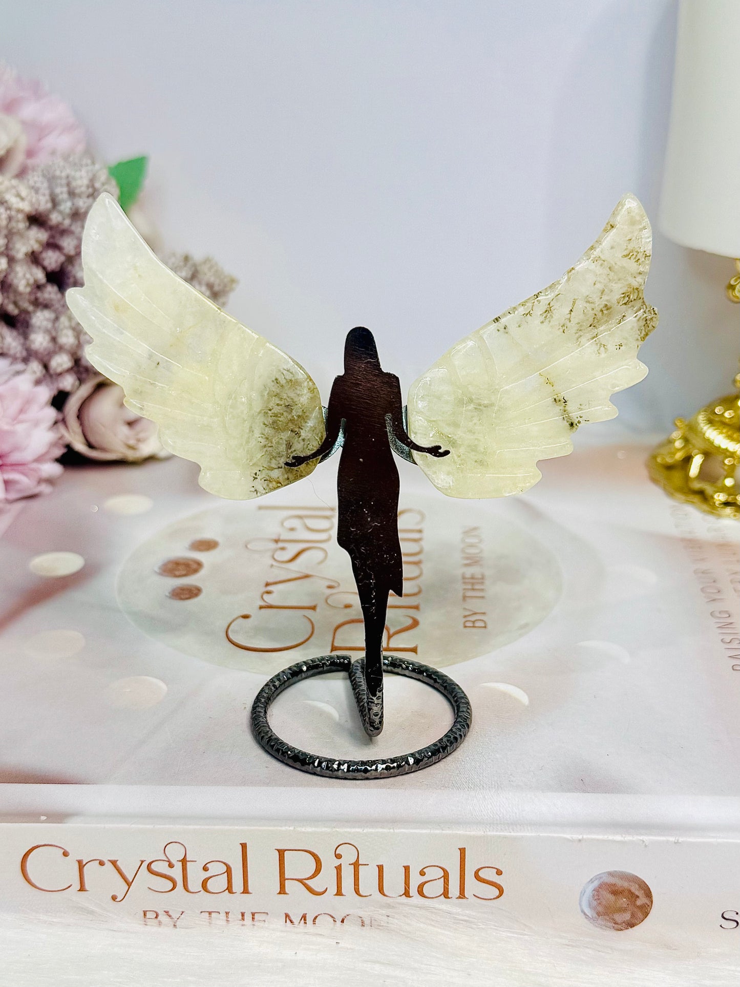 Dentrictic Agate Angel Wings 9cm
