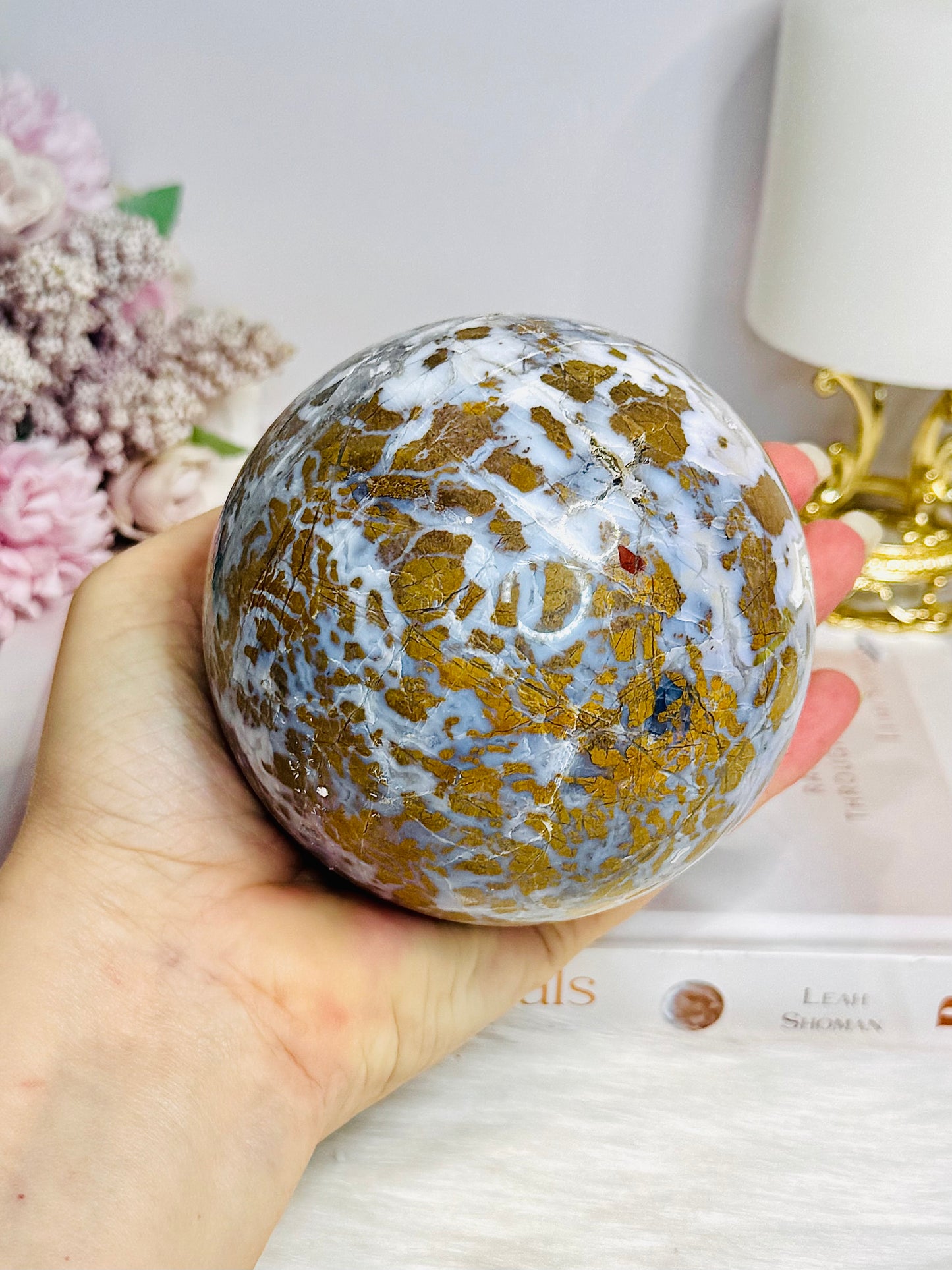 Large Brecciated Jasper Sphere on Stand 1.12KG
