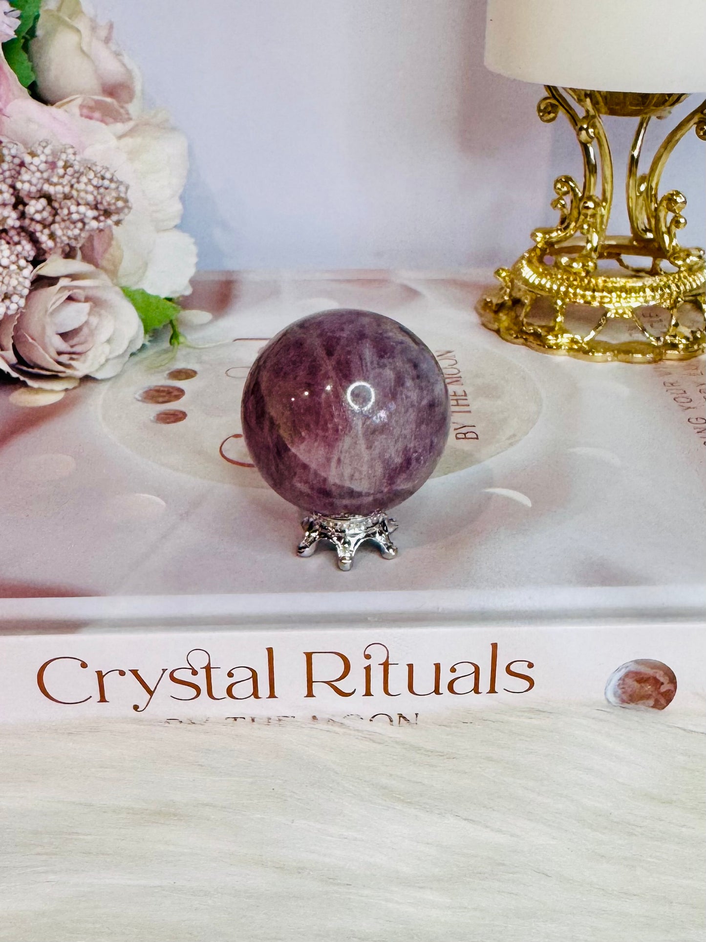 Beautiful Small Lavender Rose Quartz Sphere On Stand 4cm