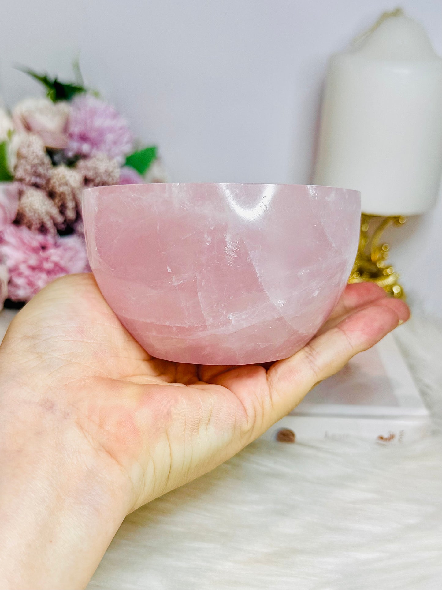 Large Chunky Rose Quartz Bowl 684g