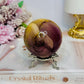 Large Mookaite Jasper Sphere on Stand 347g