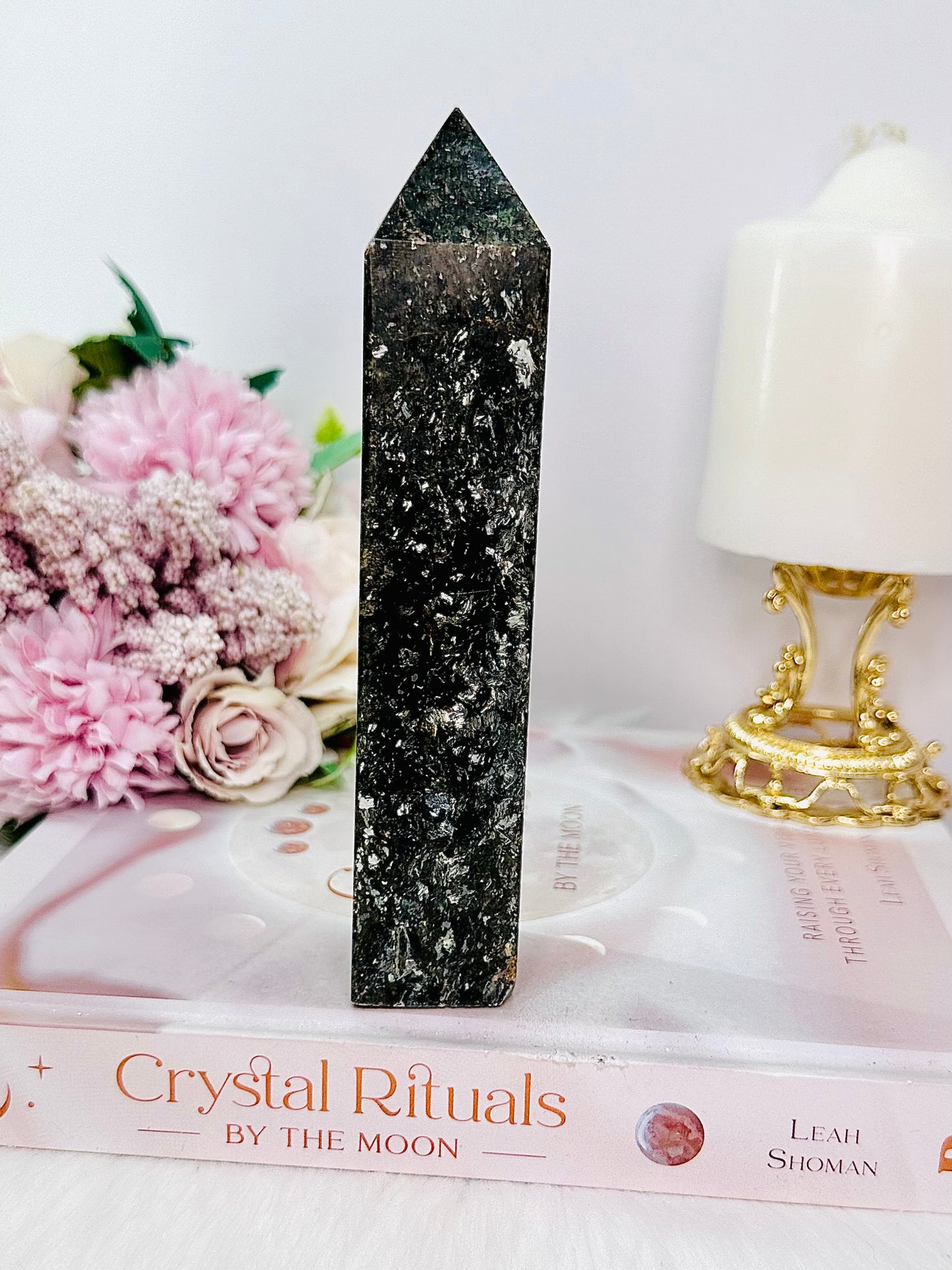 Sparkling Gorgeous Black Mica Tower 15cm Tall 348grams