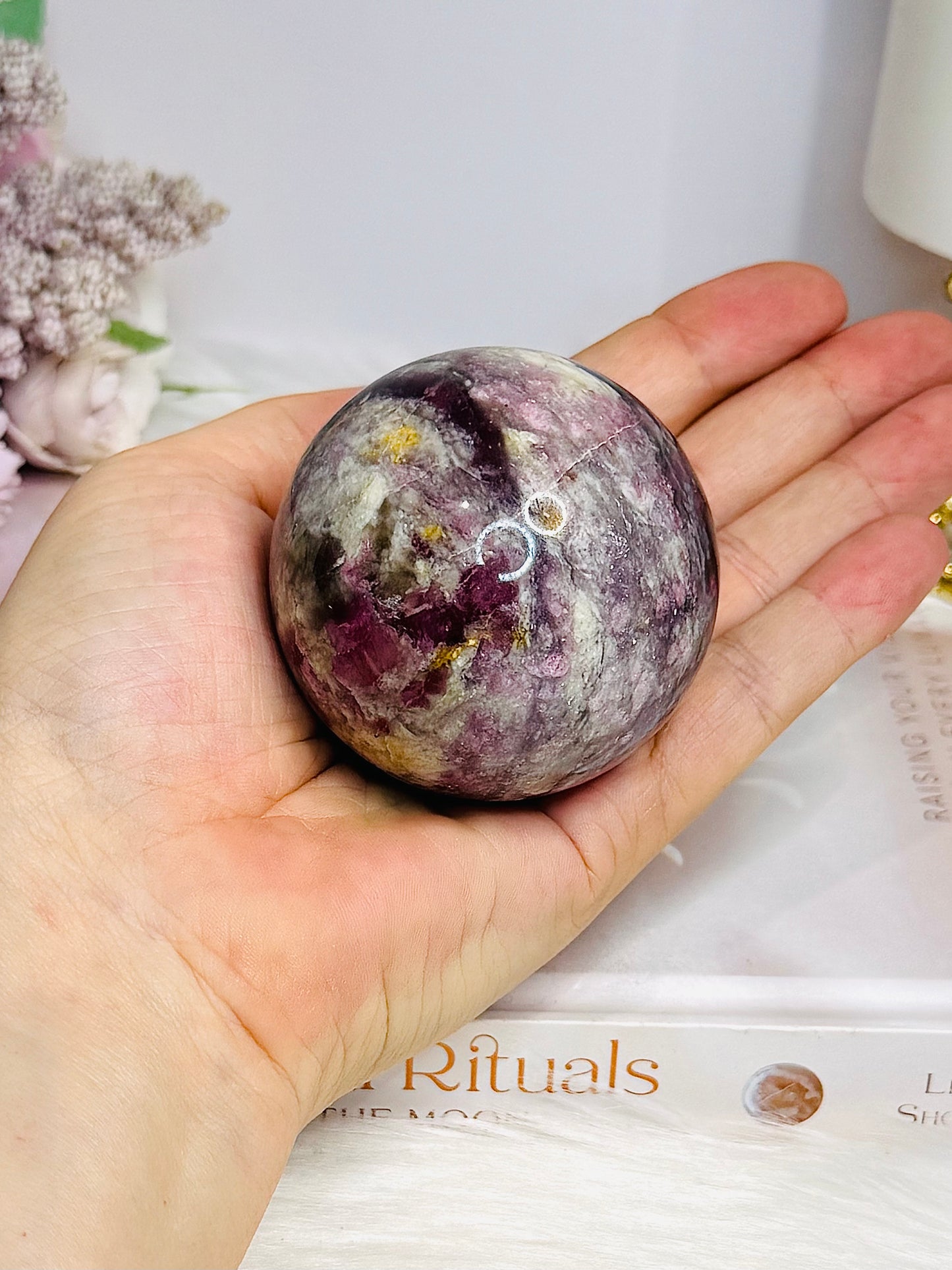 High Grade Pink Tourmaline Sphere On Stand 280g