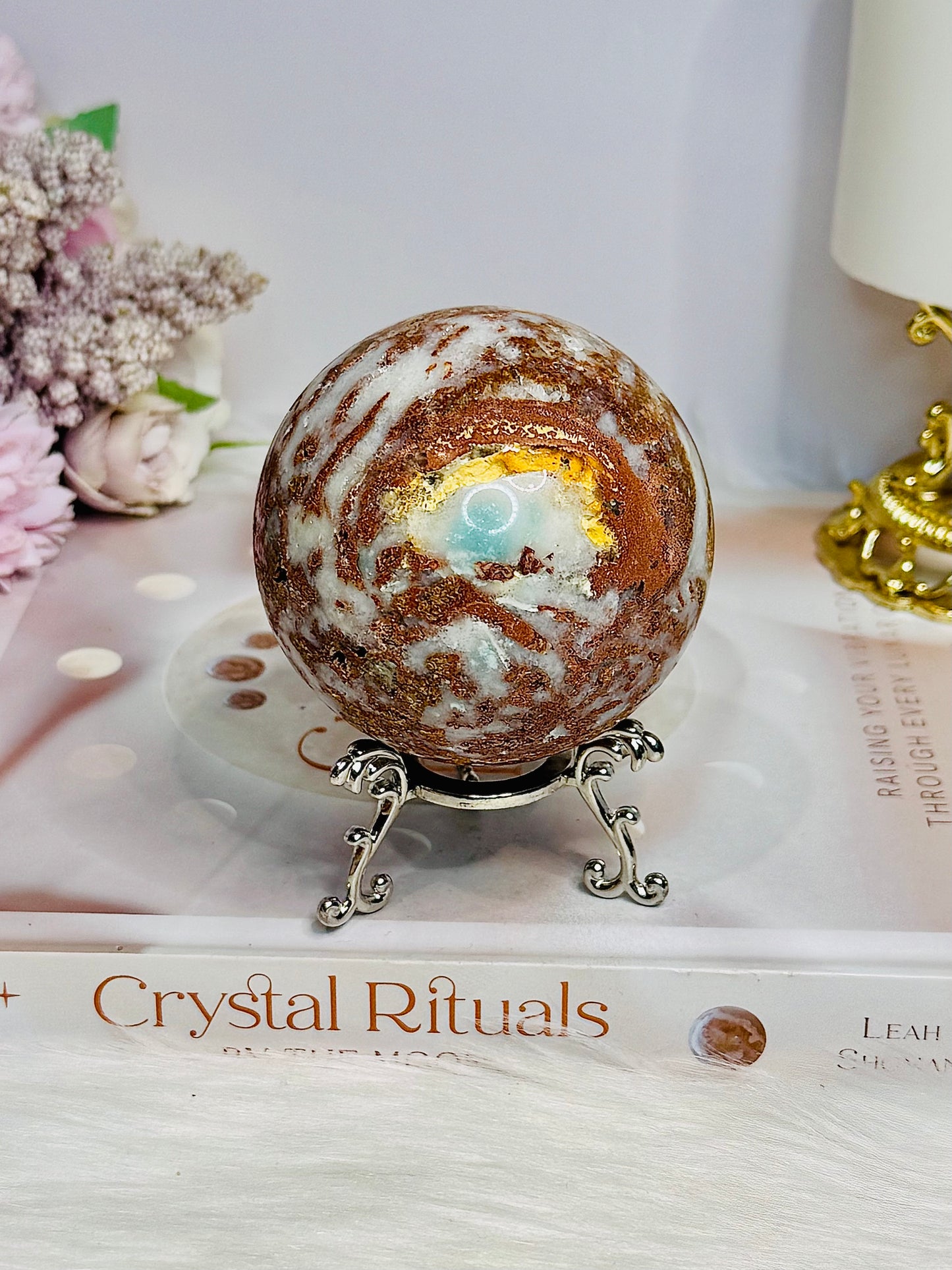 Druzy Jasper Sphere on Stand 409g