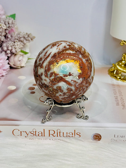 Druzy Jasper Sphere on Stand 409g