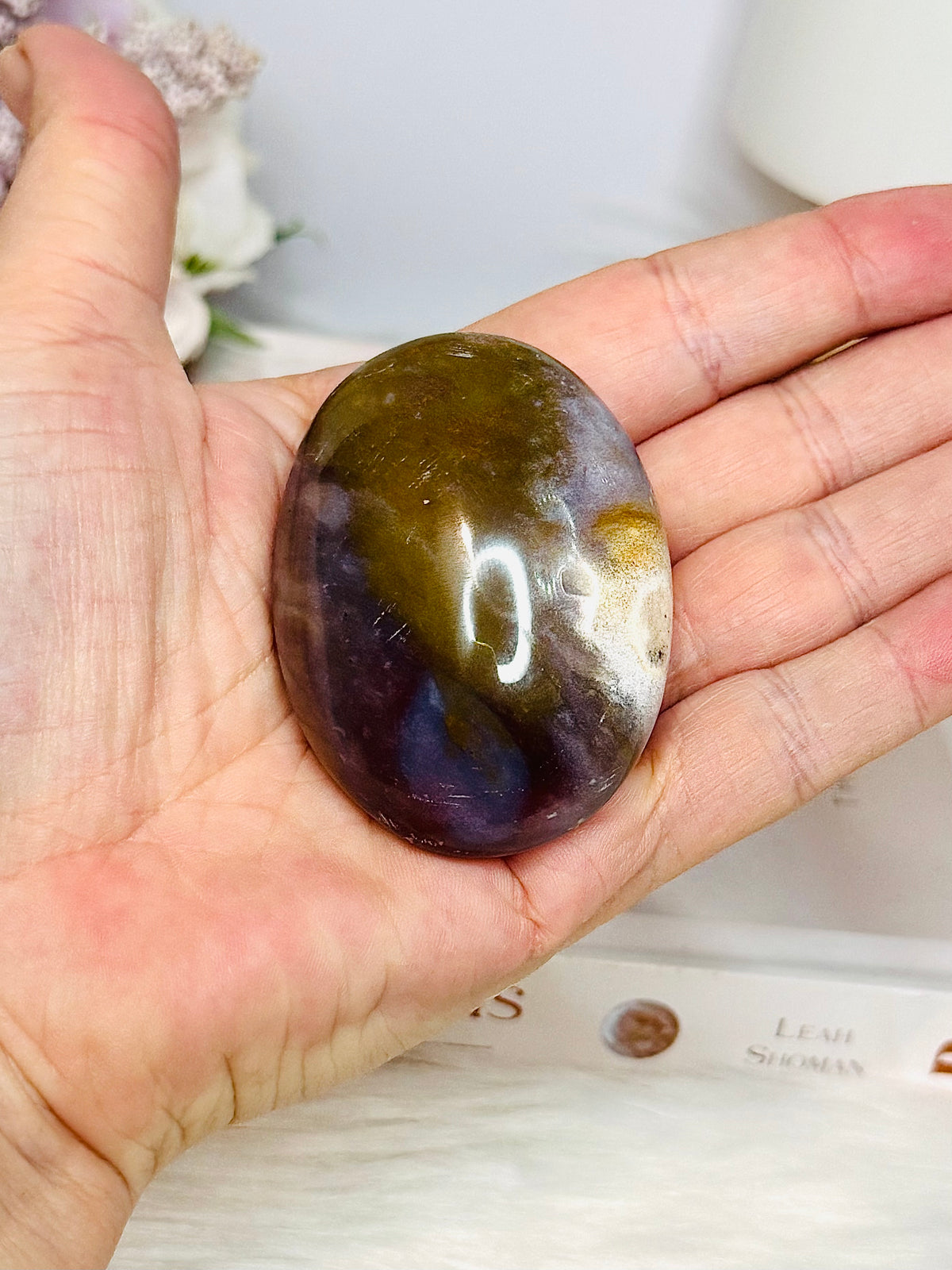 Ocean Jasper Palm Stone (stand is display only)