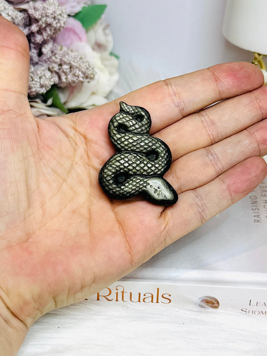 Gold Sheen Obsidian Snake 5cm