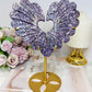Large Lepidolite Feather Style Heart On Stand 20.5cm