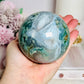 Large Moss Agate Druzy Sphere on Stand 756g