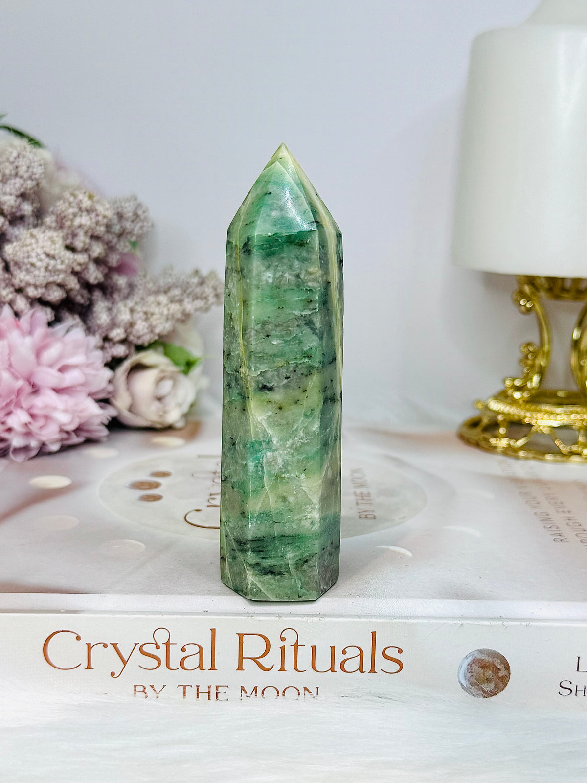 Green Dentrictic Agate Tower 10cm
