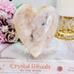 Beautiful Puffy 10cm Pink Amethyst Druzy Heart Carving On Stand From Brazil 379grams