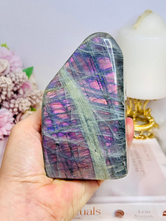 Natural Large Pink & Purple Flash Labradorite Freeform 11cm 610g