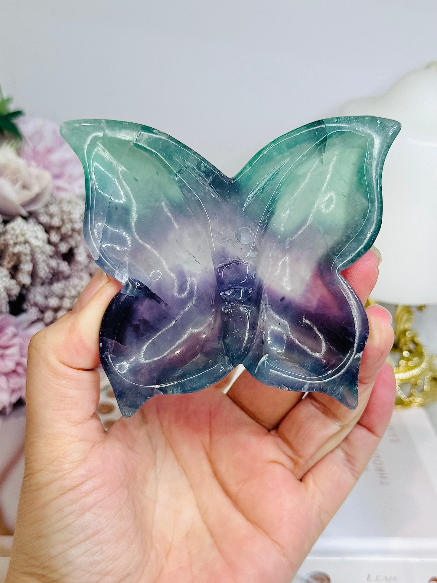 Rainbow Fluorite Butterfly Dish 9cm