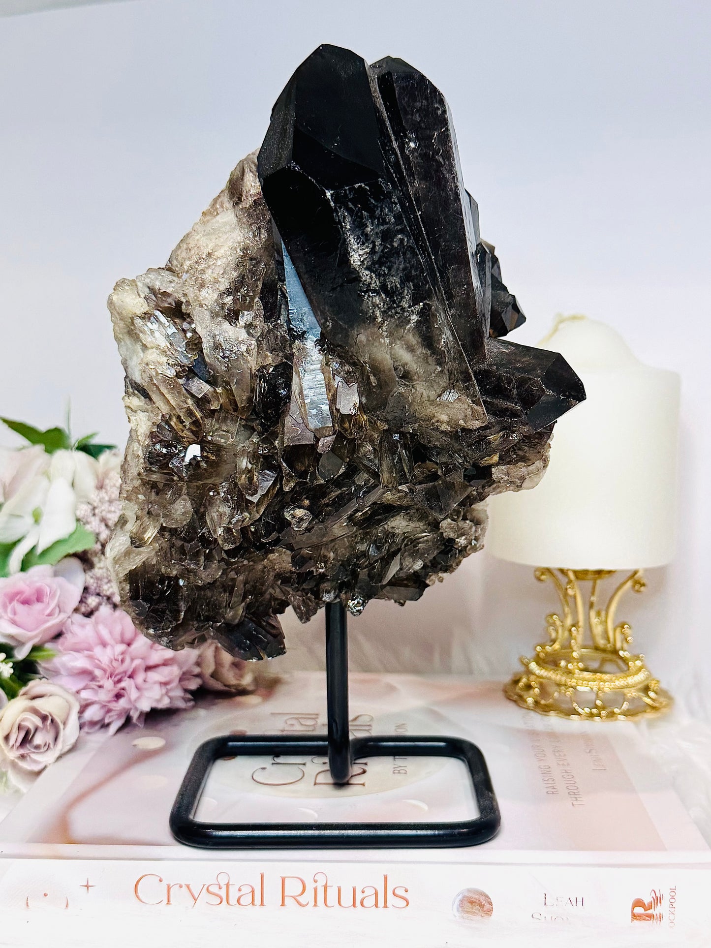 ✨ SALE ✨ Large Smokey Quartz Cluster On Stand From Brazil 2.09KG 22cm