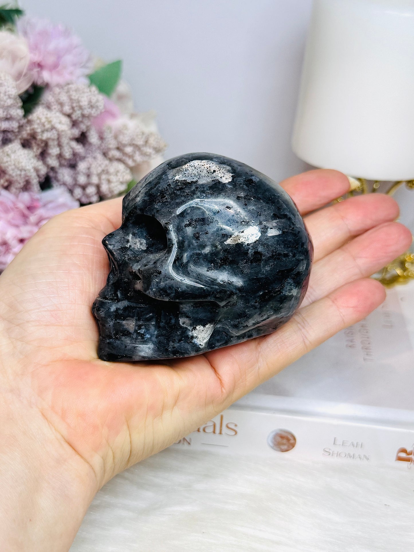 Larvikite Carved Skull 7.5cm 371g