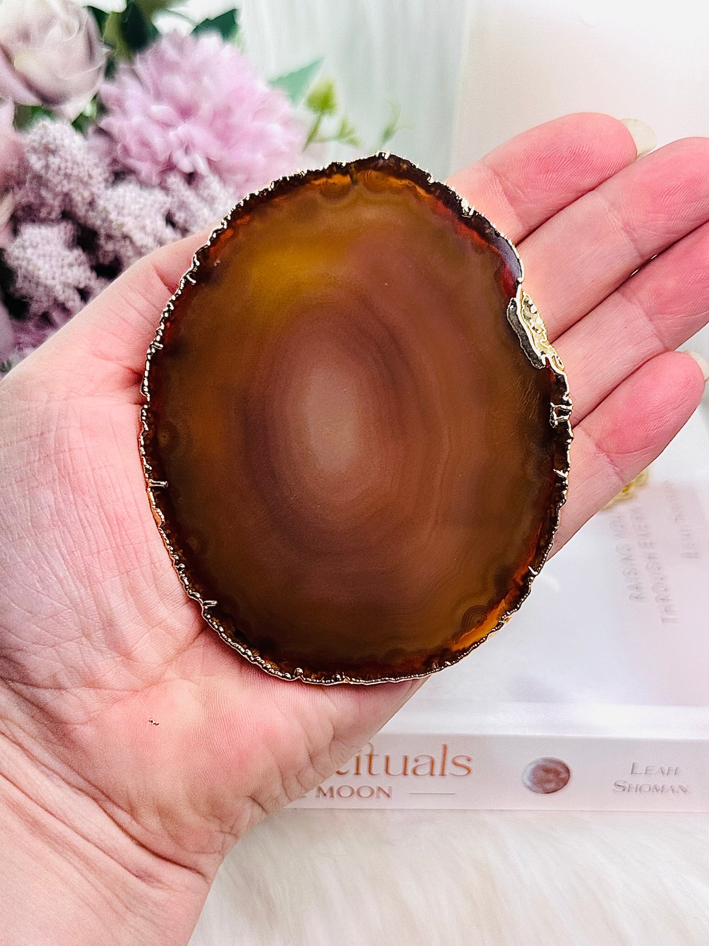 Gorgeous 10cm Gold Plated Druzy Agate Coaster | Slab From Brazil