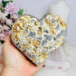 Large Quartz Cluster Carved Heart with Black Tourmaline Inclusions 12cm 801g