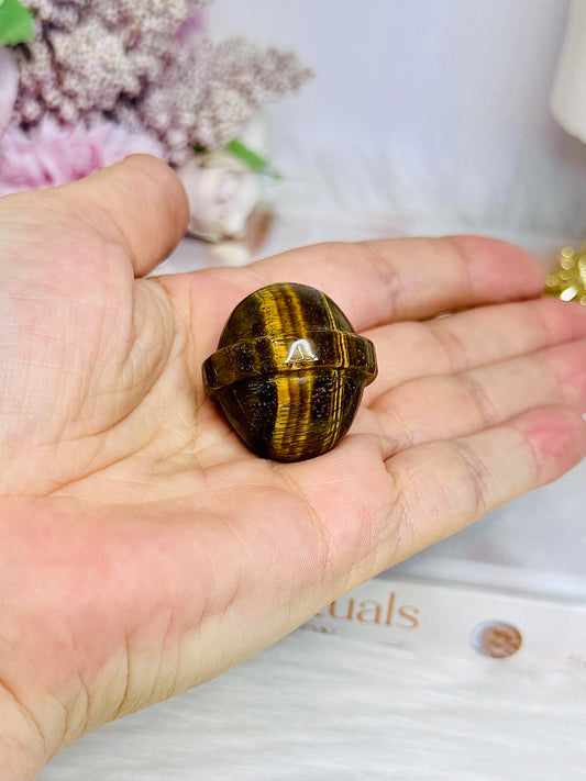 Tigers Eye Carved Planet