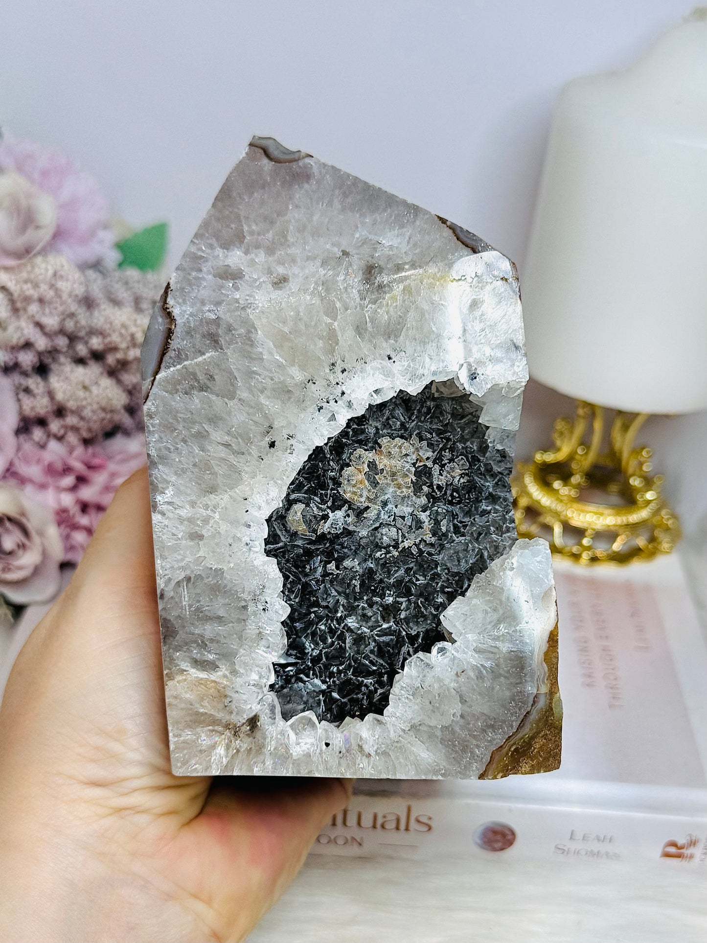 Large Chunky 15cm 963gram Druzy Agate Tower From Brazil