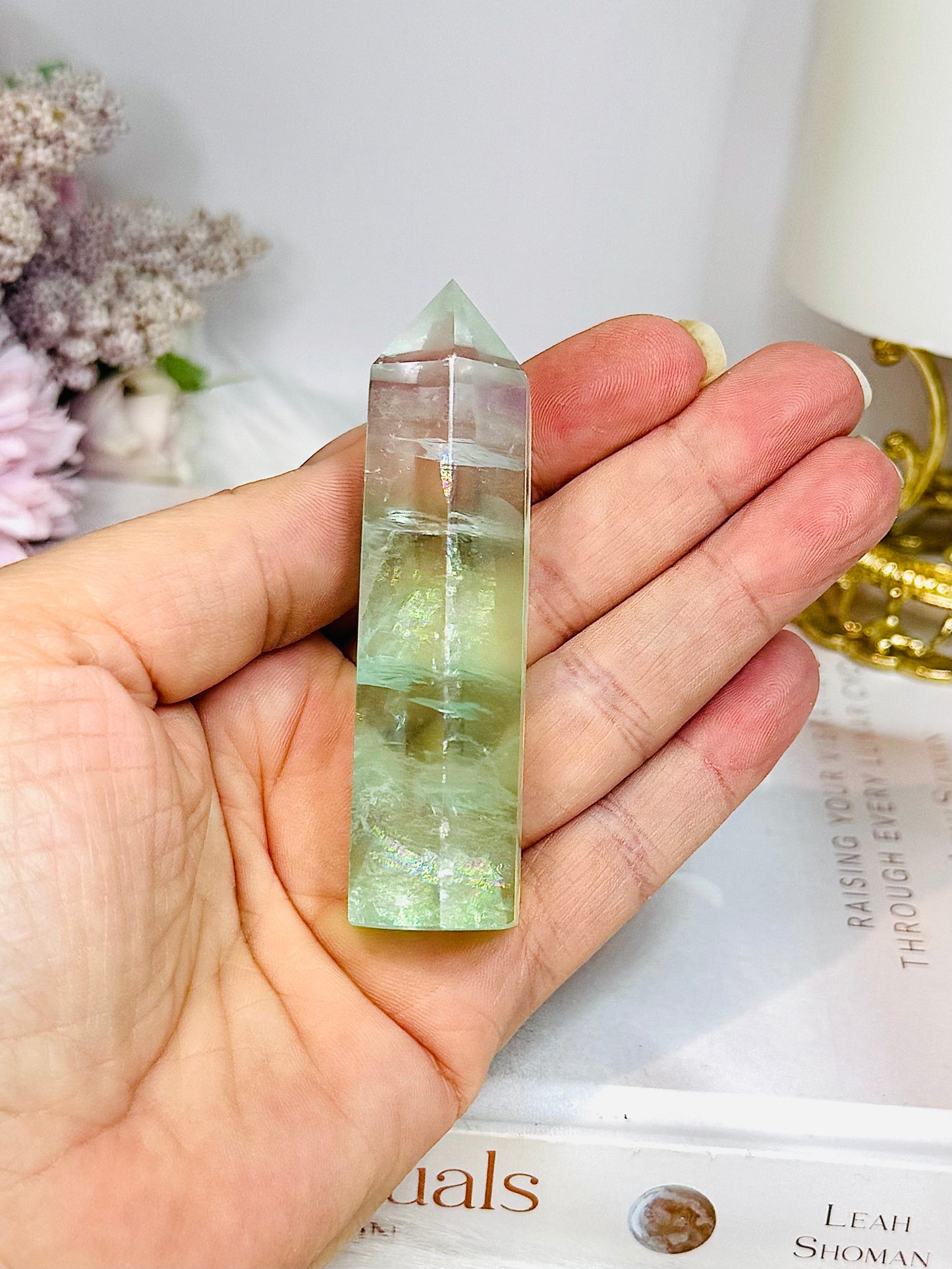 High Grade Fluorite Tower with Rainbows 7.5cm