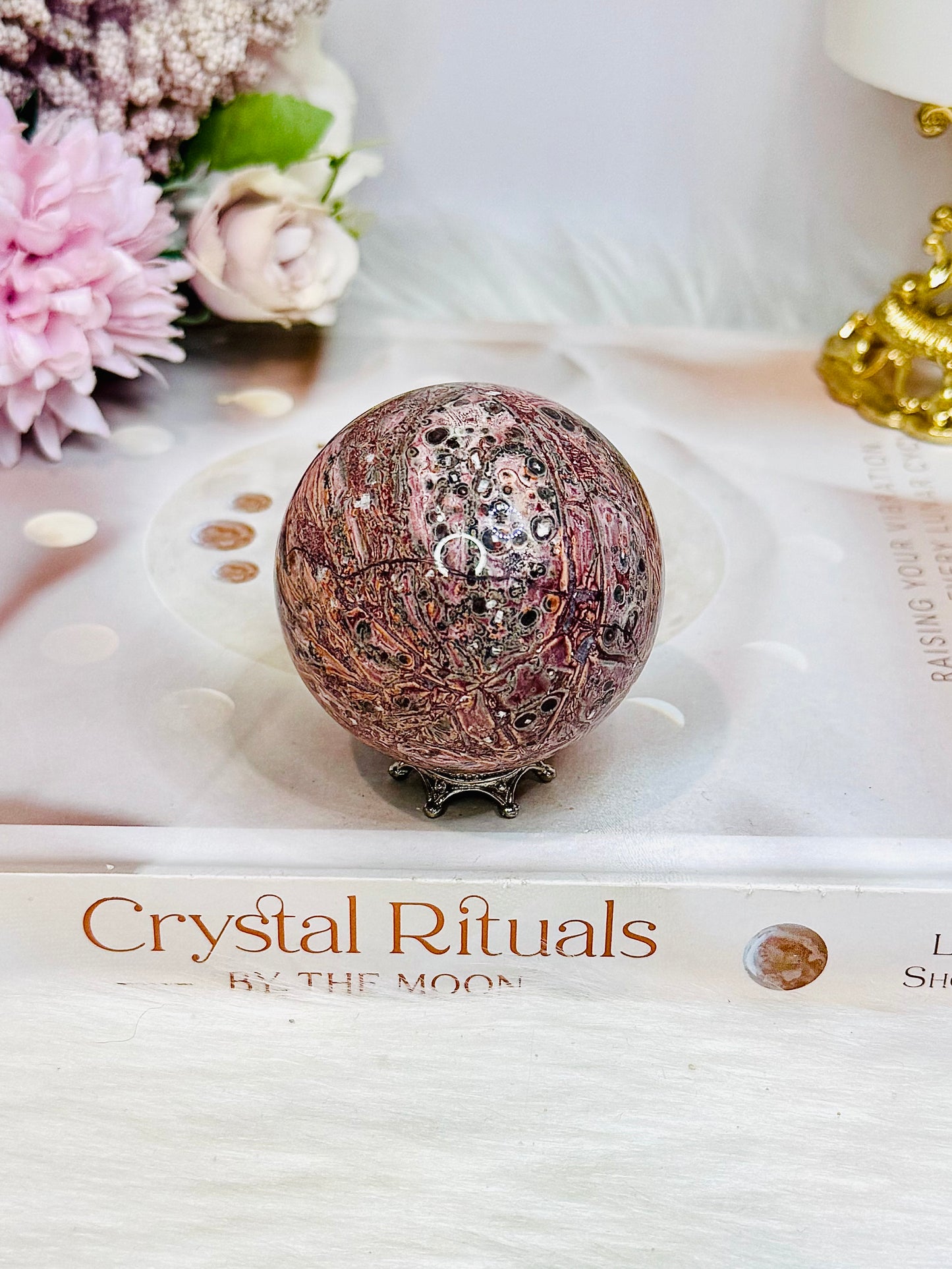 Leopard Skin Jasper Sphere on Stand 168g