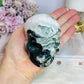 Large Moss Agate Carved Skull 9cm 469g