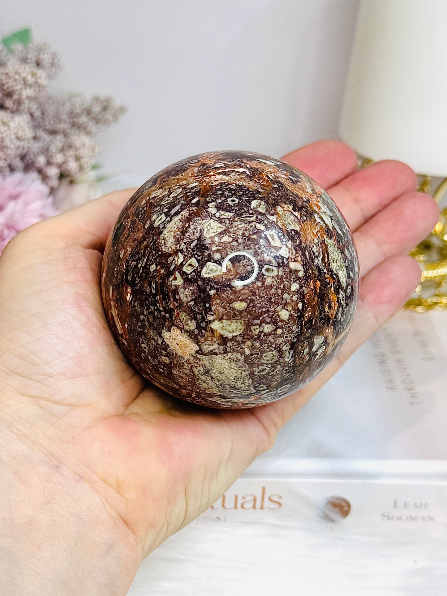 Large Money Agate Sphere on Stand 432g