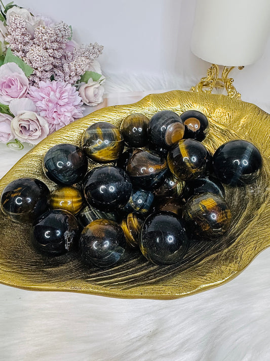 Rare Blue Flash Tigers Eye Small Spheres $15 each