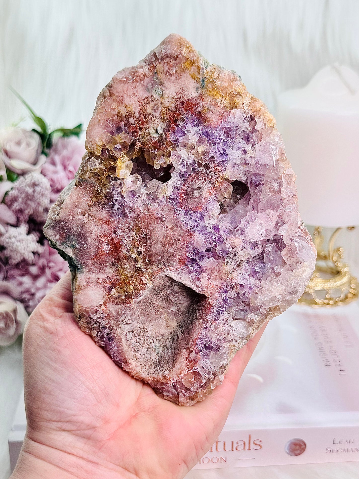 Classy & Absolutely Fabulous Druzy Pink Amethyst Slab A Chunky 483grams 15cm On Stand
