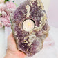 Large 1.26KG 20cm Amethyst Cluster Candle Holder With Calcite Inclusions From Brazil