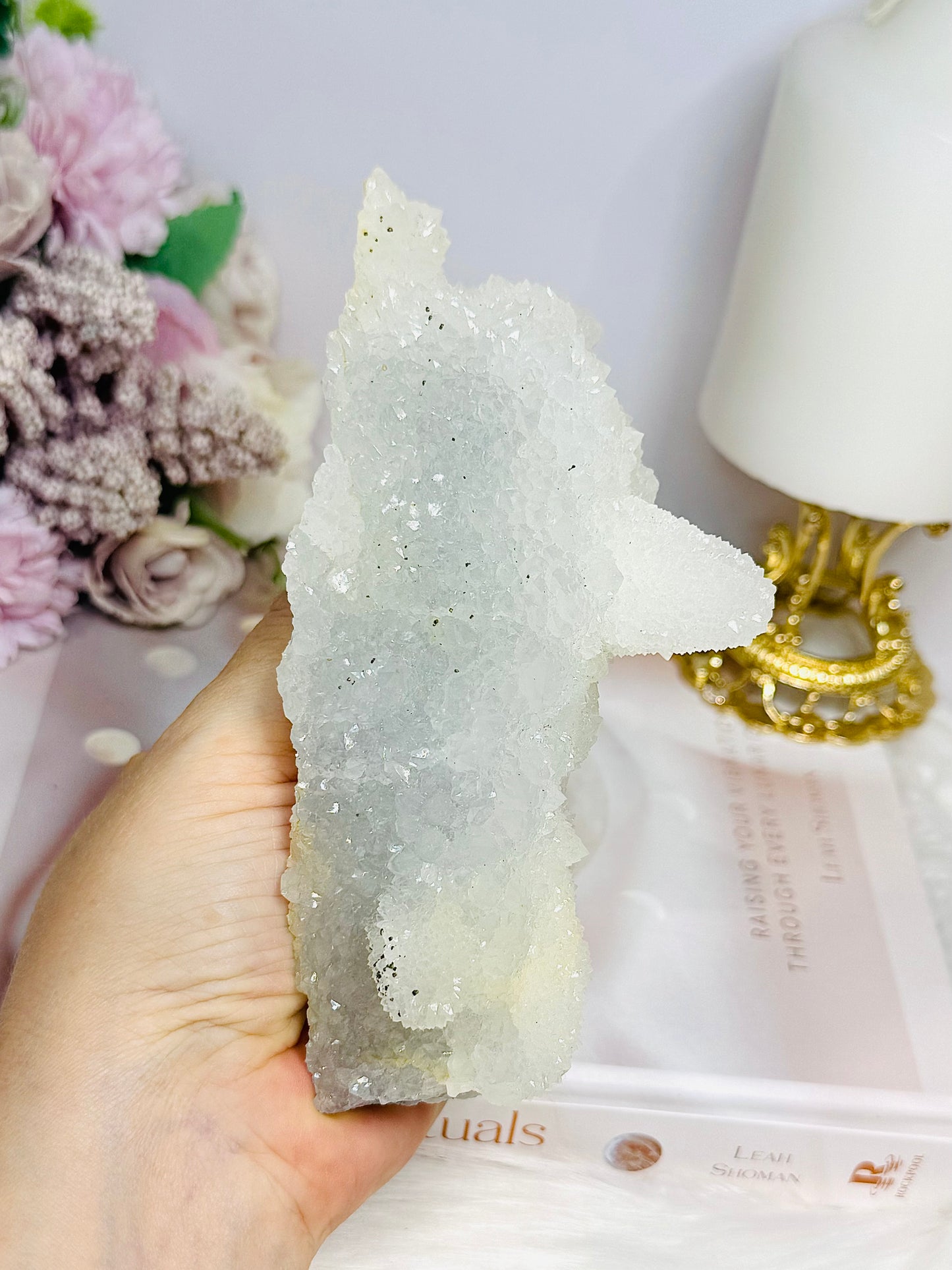 Rare White Apophyllite Crystal Stalactite Formation Specimen 14cm 420g