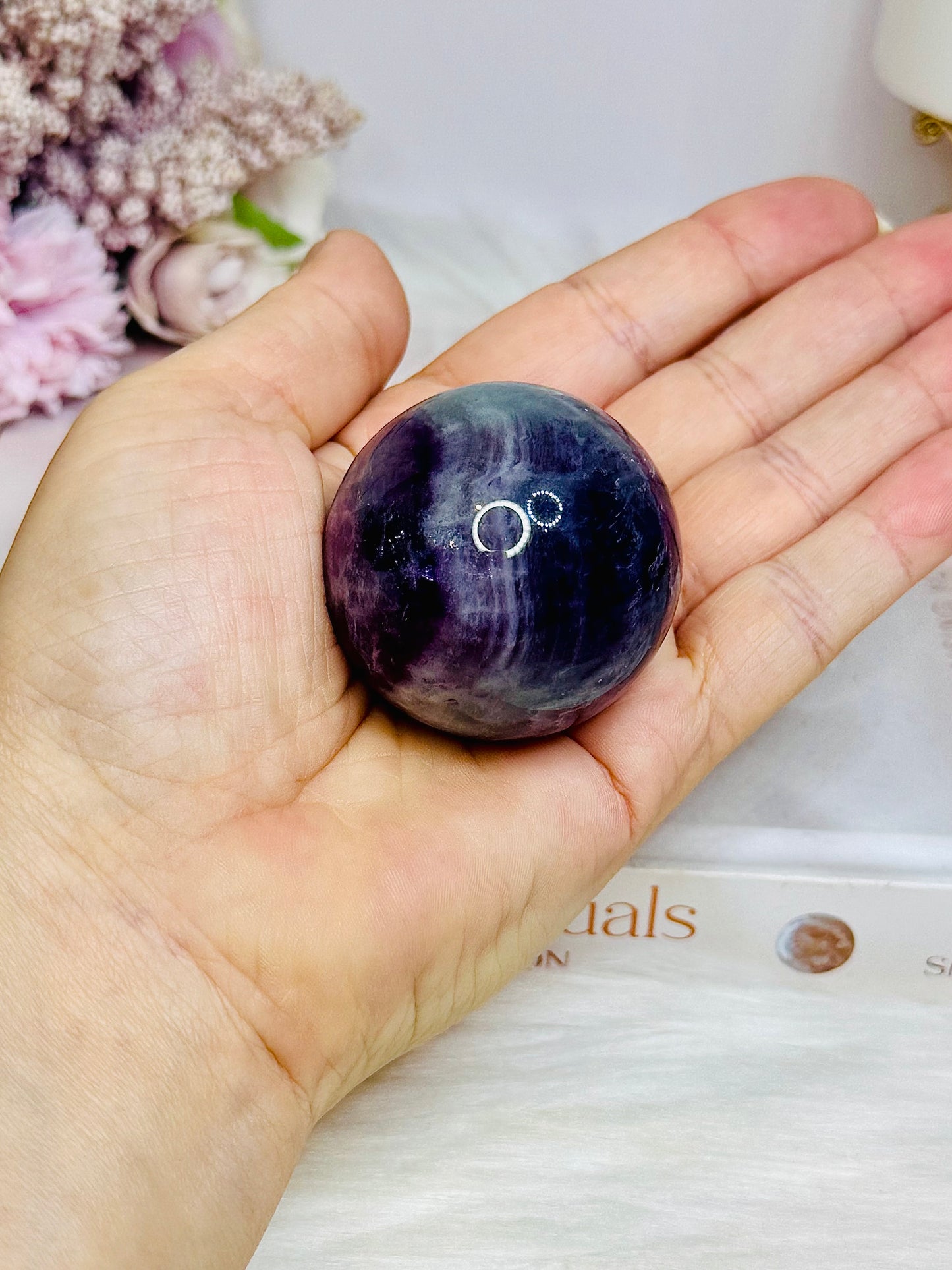 High Grade Fluorite Sphere with Rainbows 145g