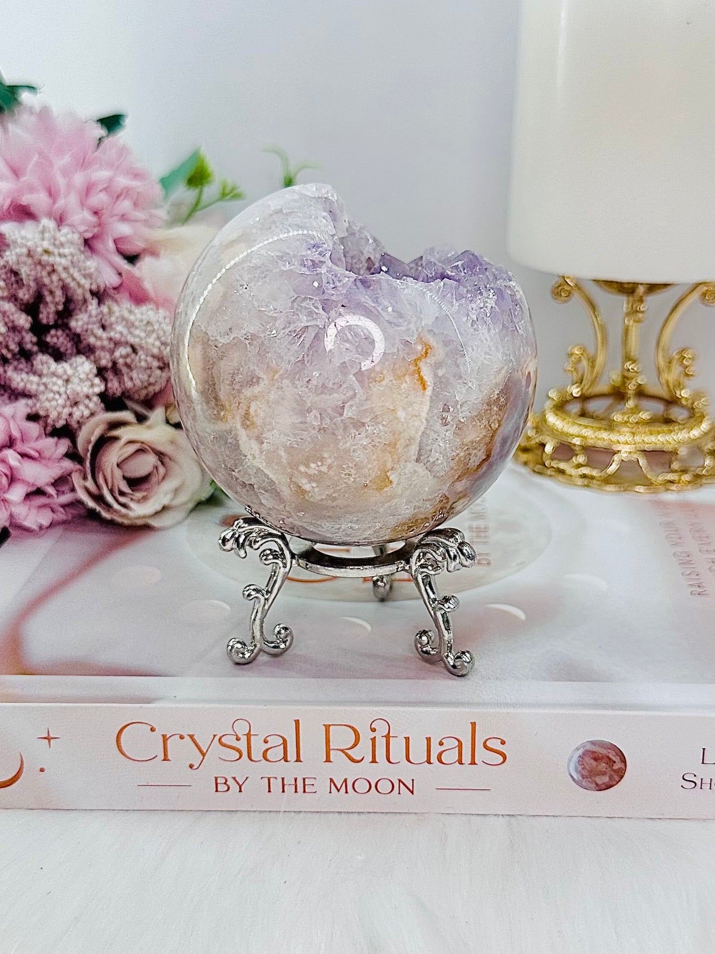 She Is Divine!!! All Class, Gorgeous Large 396gram Druzy Pink Amethyst Sphere From Brazil On Stand An Absolute Stunner