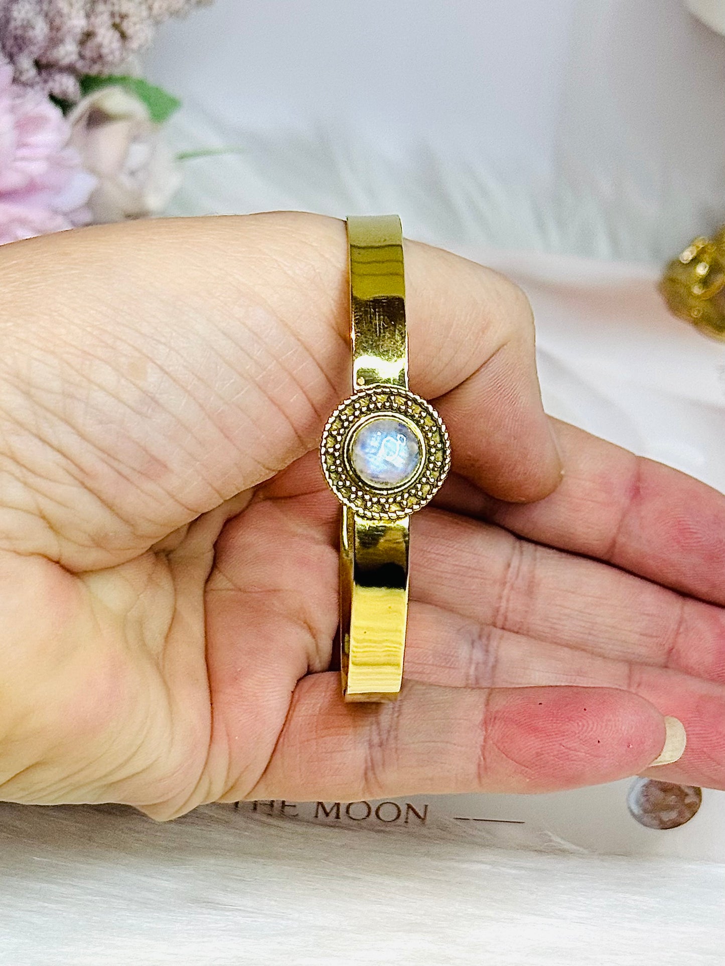 Brass Moonstone Bangle