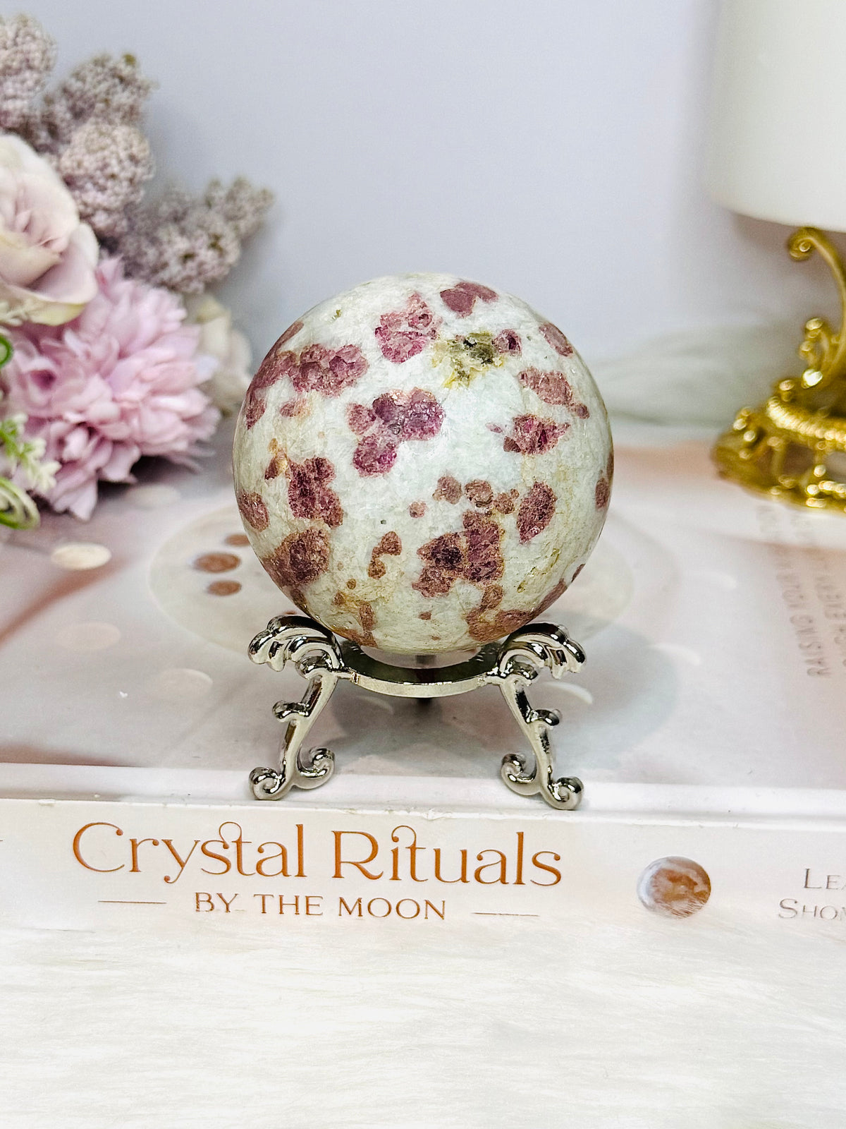 Pink Tourmaline Sphere On Stand 266g